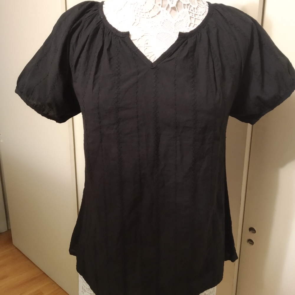 Tulle Black peasant top